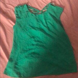 Green cute near backless blouse